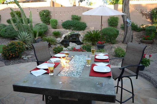 Entertainer Outdoor Fire Pit Table – 6 Ft with Fire Glass (LP/NG Compatible)