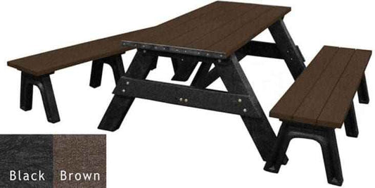 Deluxe Recycled Picnic Table with Detached Benches - Eco-Friendly Outdoor Seating